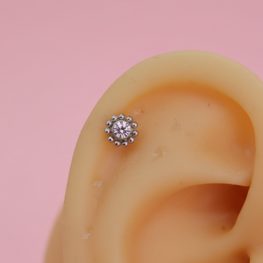 Piercing Girasol mini Plateado - Titanio (Labret)