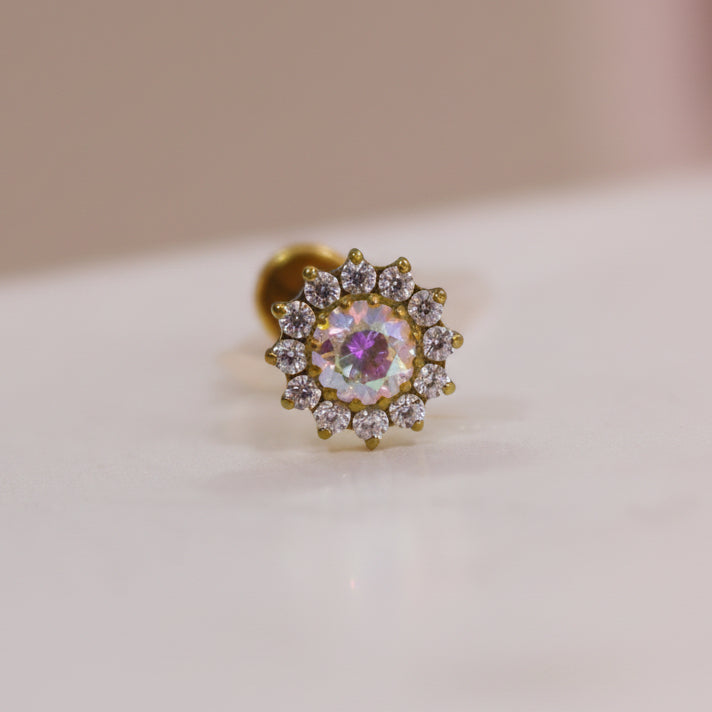 Piercing Girasol de zirconias Tornasol - Titanio (Labret)