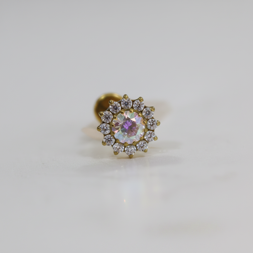 Piercing Girasol de zirconias Tornasol - Titanio (Labret)
