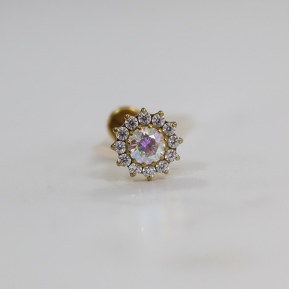Piercing Girasol de zirconias Tornasol - Titanio (Labret)