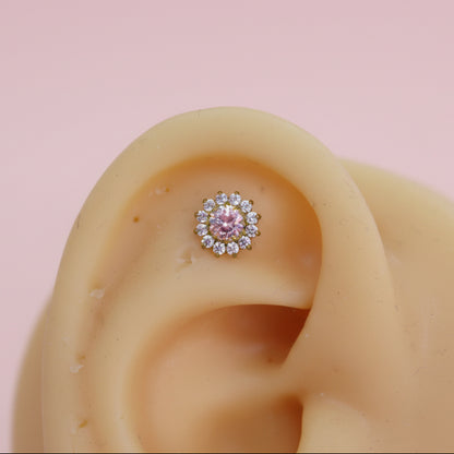 Piercing Girasol de zirconias Tornasol - Titanio (Labret)