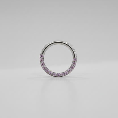 Piercing Aro con Zirconias Rosas Frente - Titanio (Clicker)