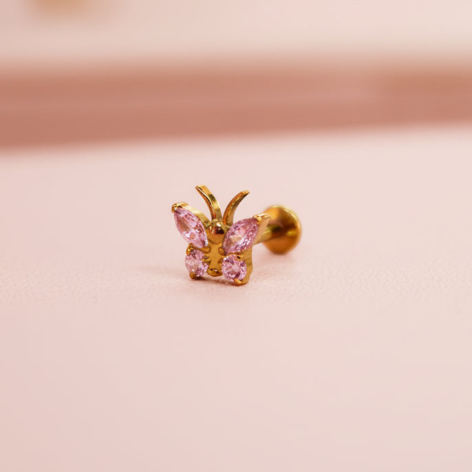 Piercing Mariposa Rosa - Titanio (Labret)