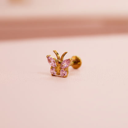Piercing Mariposa Rosa - Titanio (Labret)
