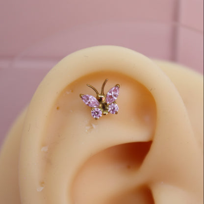 Piercing Mariposa Rosa - Titanio (Labret)