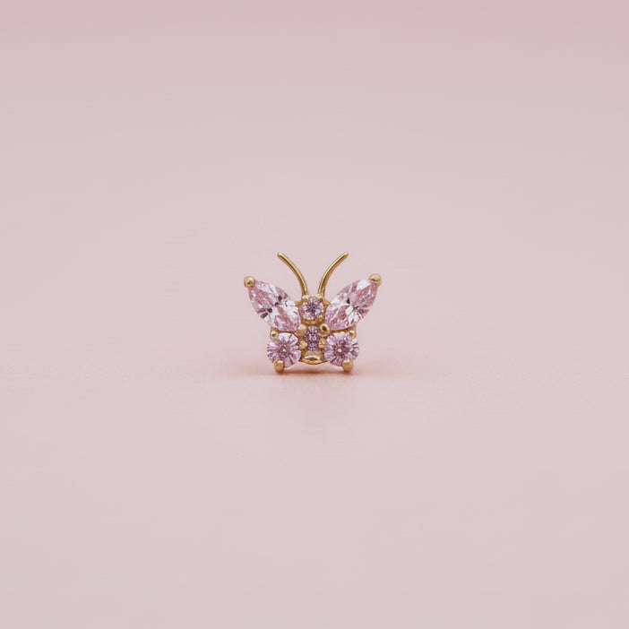 Piercing Mariposa Rosa - Titanio (Labret)
