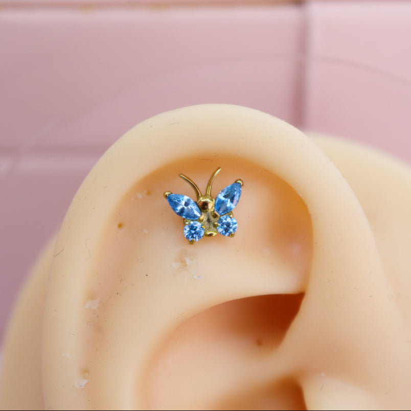 Piercing Mariposa Aqua - Titanio (Labret)