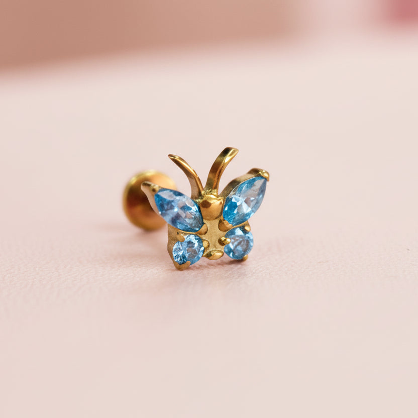 Piercing Mariposa Aqua - Titanio (Labret)