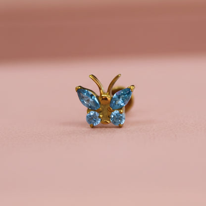 Piercing Mariposa Aqua - Titanio (Labret)