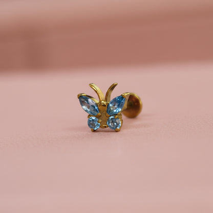 Piercing Mariposa Aqua - Titanio (Labret)