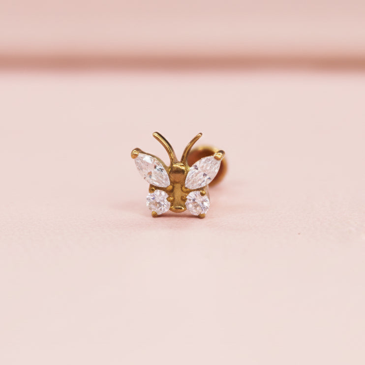 Piercing Mariposa Blanca - Titanio (Labret)