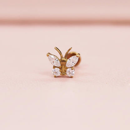 Piercing Mariposa Blanca - Titanio (Labret)