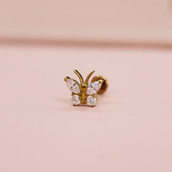 Piercing Mariposa Blanca - Titanio (Labret)