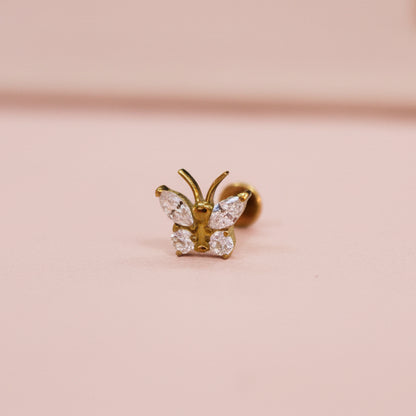 Piercing Mariposa Blanca - Titanio (Labret)