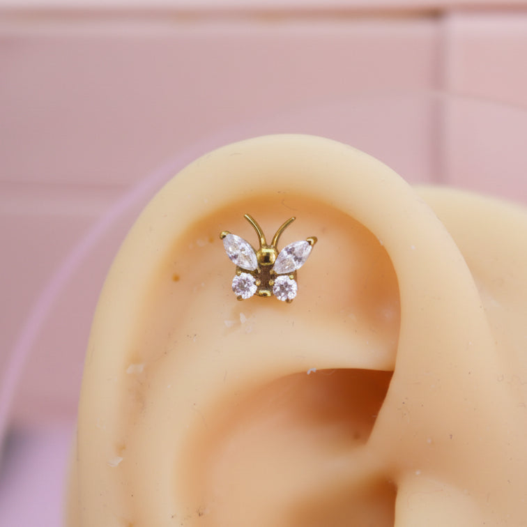 Piercing Mariposa Blanca - Titanio (Labret)
