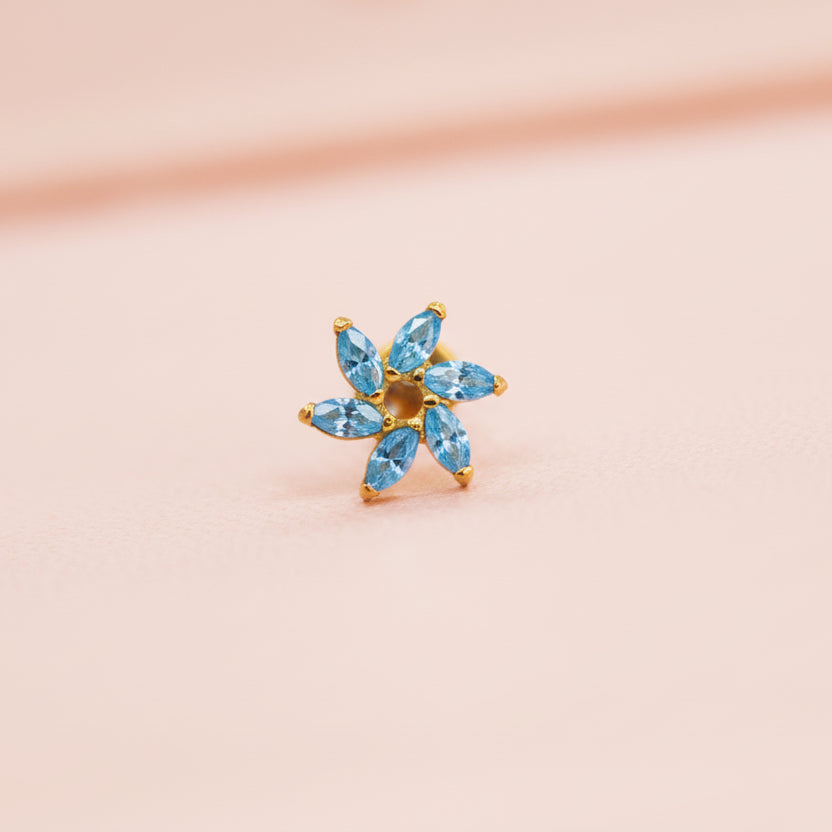 Piercing Rehilete Azul - Labret Titanio