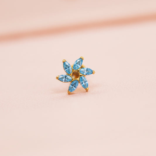 Piercing Rehilete Azul - Labret Titanio