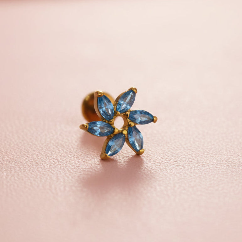 Piercing Rehilete Azul - Labret Titanio