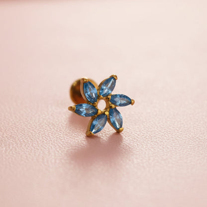 Piercing Rehilete Azul - Labret Titanio