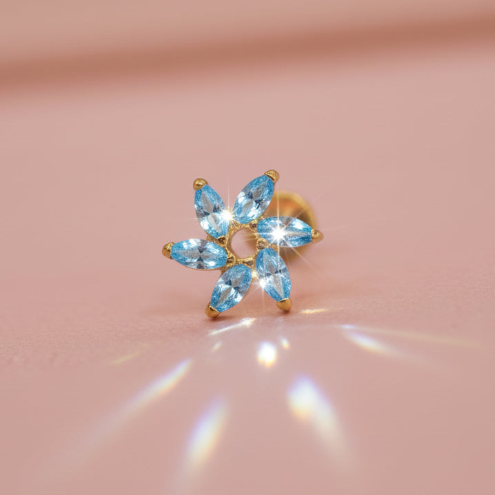 Piercing Rehilete Azul - Labret Titanio