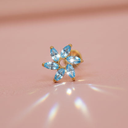 Piercing Rehilete Azul - Labret Titanio