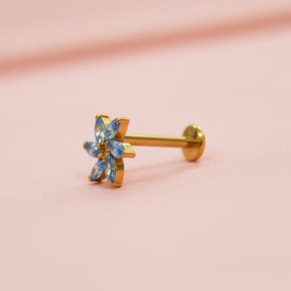 Piercing Rehilete Azul - Labret Titanio