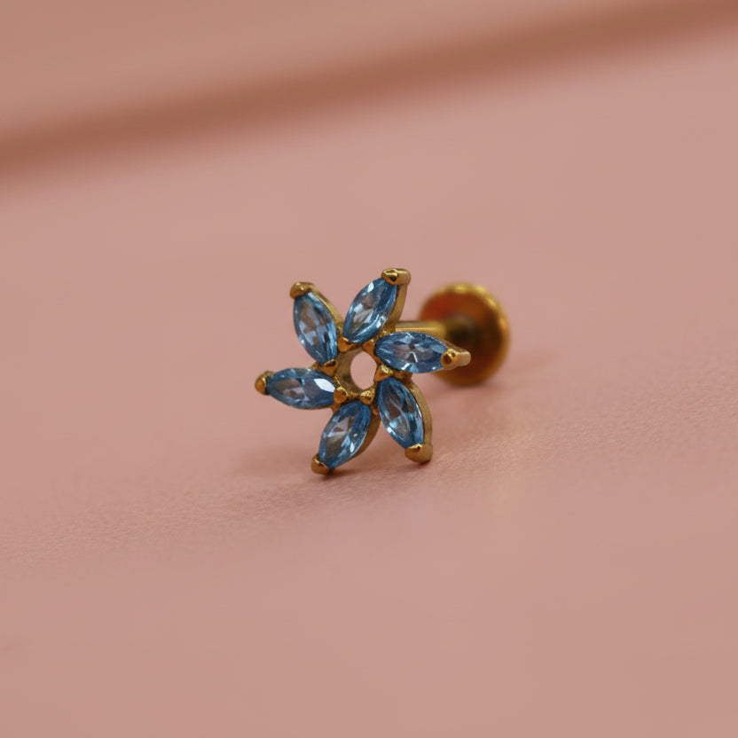 Piercing Rehilete Azul - Labret Titanio