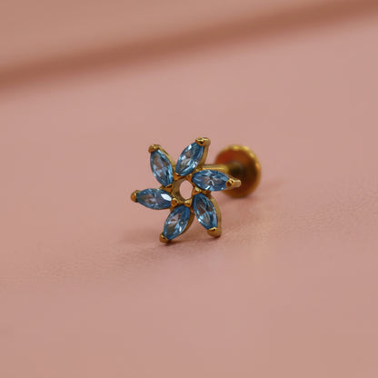 Piercing Rehilete Azul - Labret Titanio