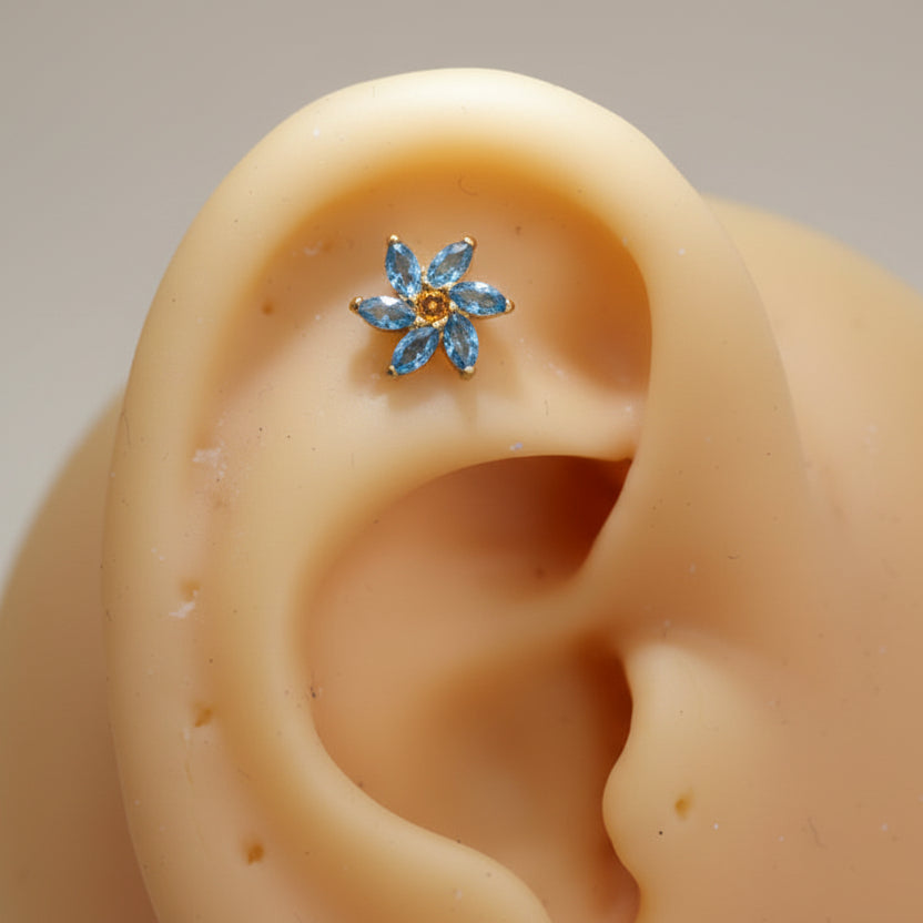 Piercing Rehilete Azul - Labret Titanio