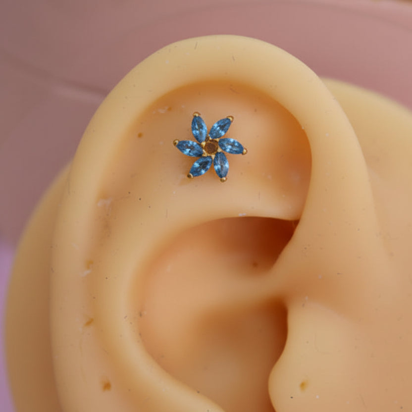 Piercing Rehilete Azul - Labret Titanio