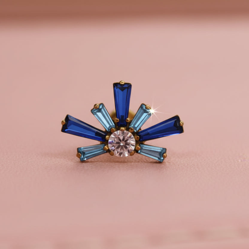 Piercing Rayos Zafiro Azul - Titanio (Titanio)