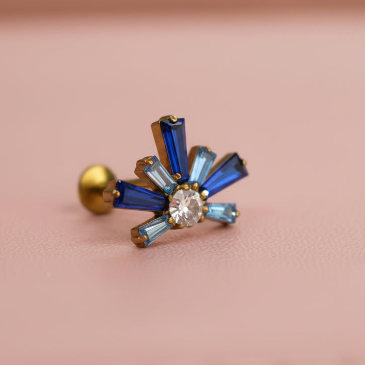 Piercing Rayos Zafiro Azul - Titanio (Titanio)