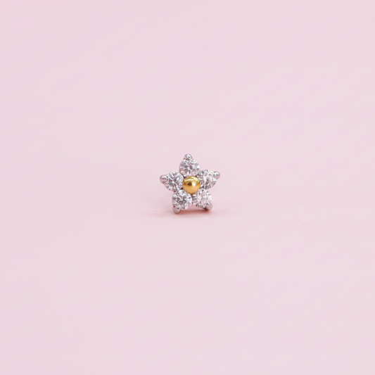 Piercing Flor mini de zirconias- Titanio (Labret)