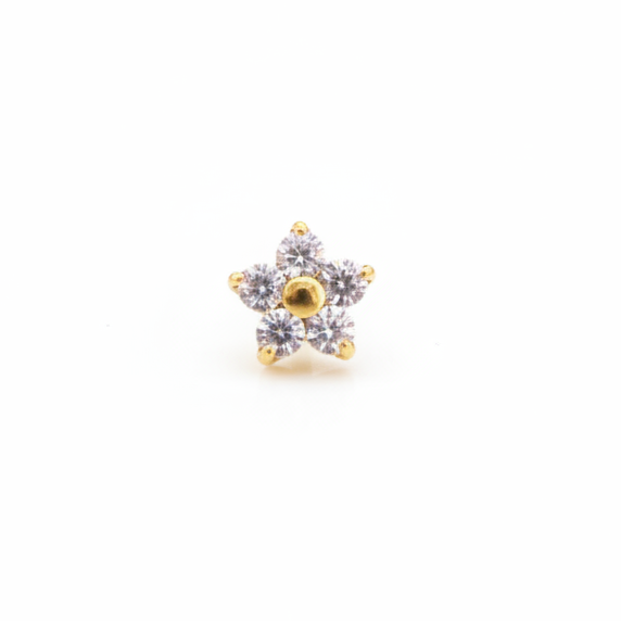Piercing Flor de zirconias PVD GOLD - Titanio (Labret)