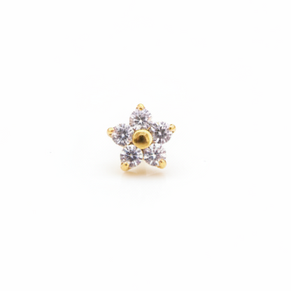 Piercing Flor de zirconias PVD GOLD - Titanio (Labret)
