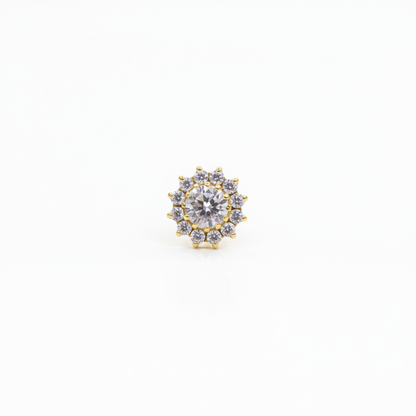 Piercing Girasol de zirconias Blanco - Titanio (Labret)