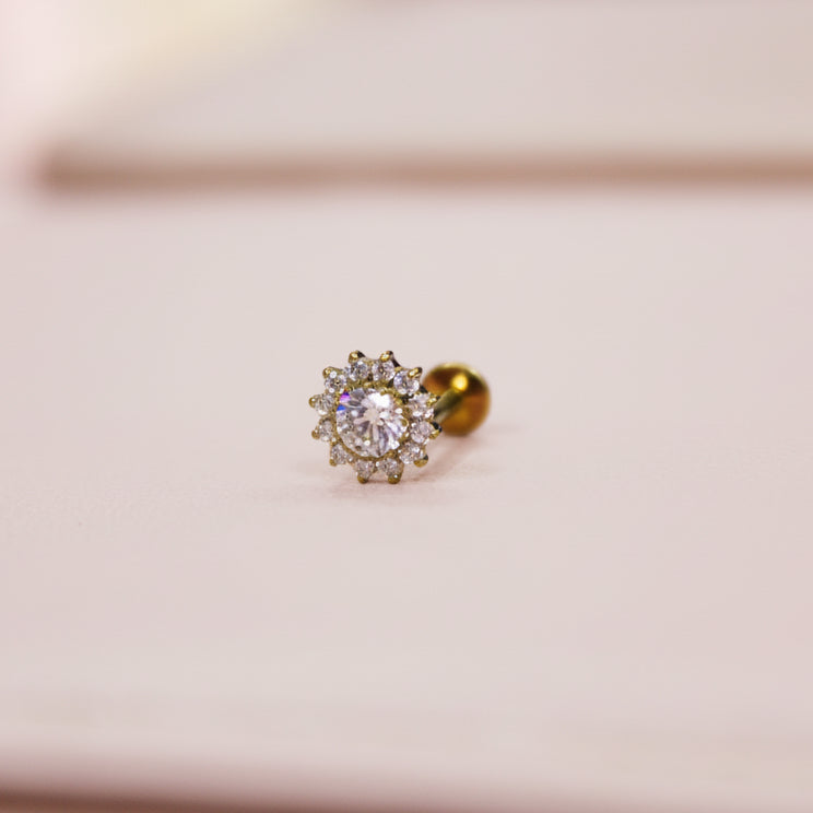 Piercing Girasol de zirconias Tornasol - Titanio (Labret)