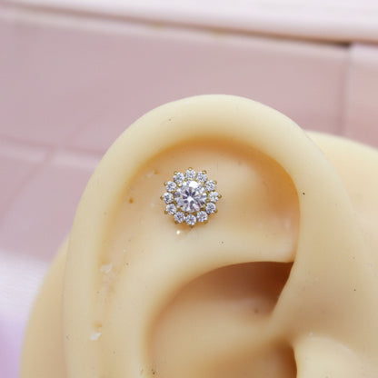 Piercing Girasol de zirconias Blanco - Titanio (Labret)