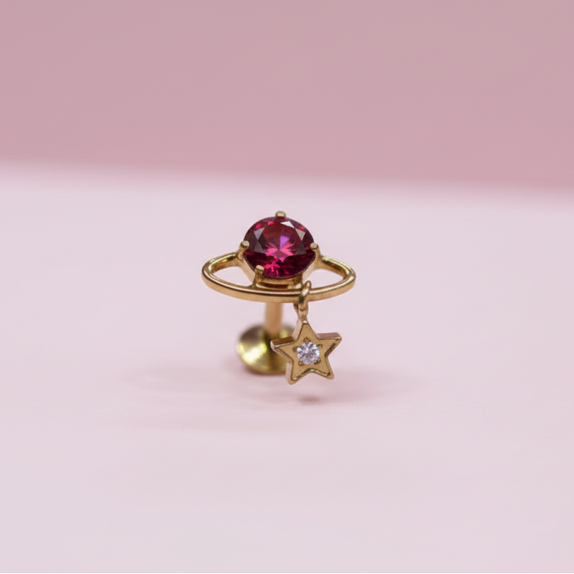 Piercing Planeta Rubí - Titanio (Labret)