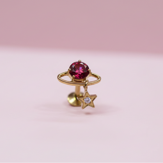 Piercing Planeta Rubí - Titanio (Labret)