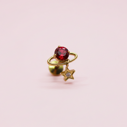 Piercing Planeta Rubí - Titanio (Labret)