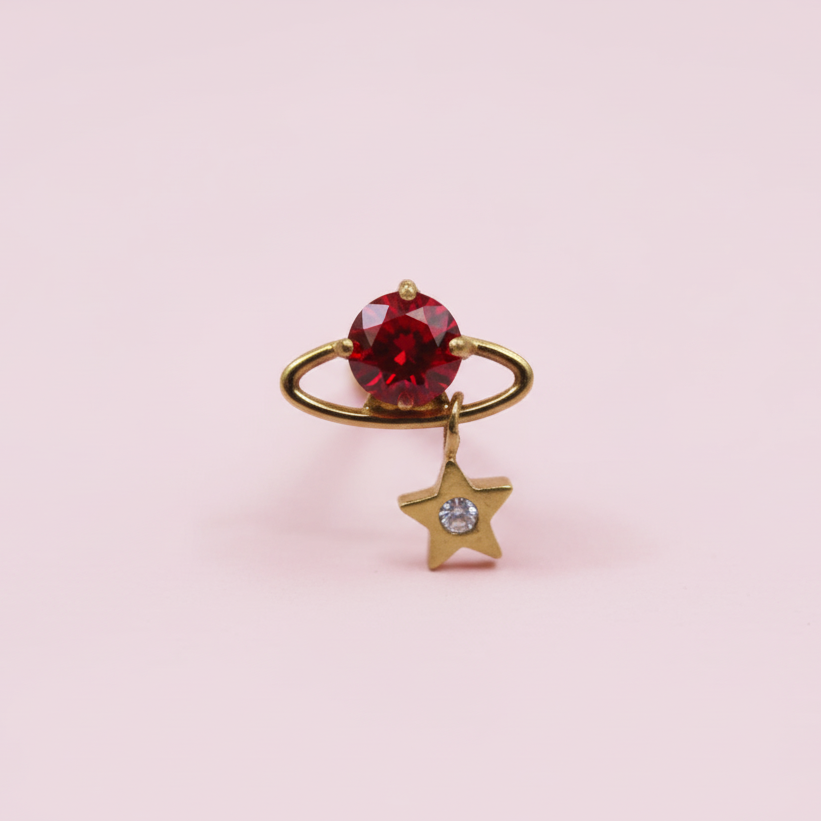 Piercing Planeta Rubí - Titanio (Labret)
