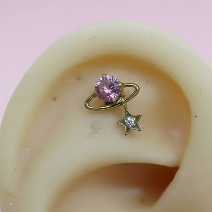 Piercing Planeta Rosa - Titanio (Labret)