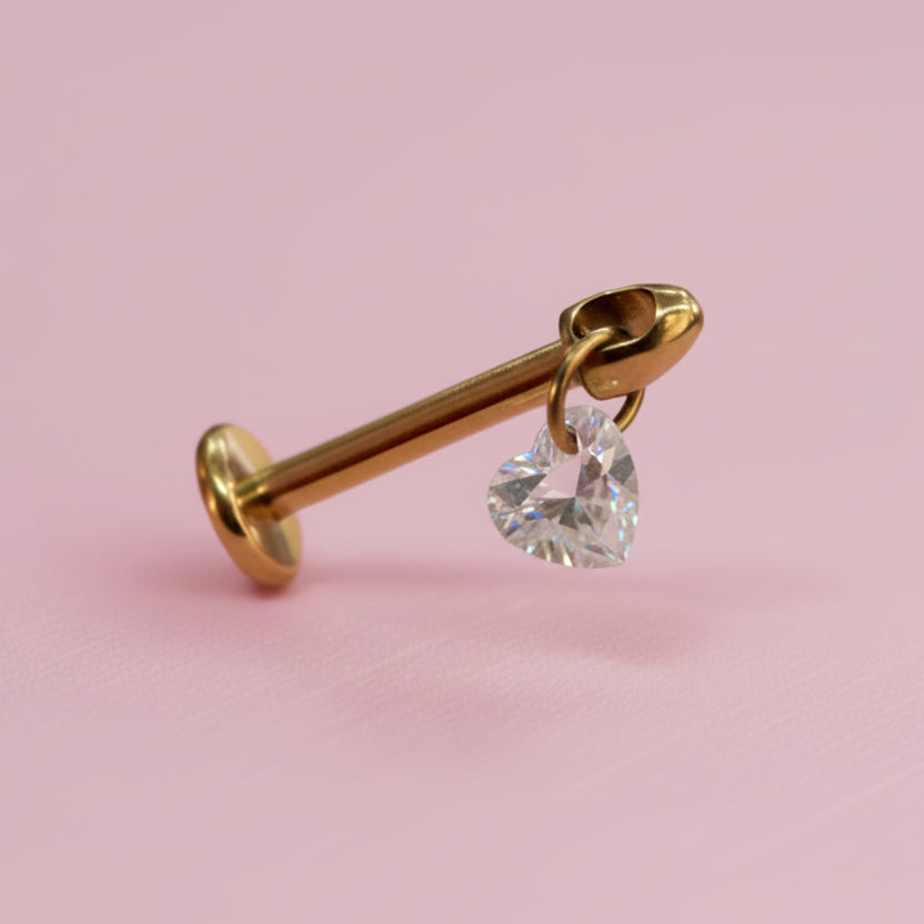 Piercing corazon zirconia colgante - Titanio