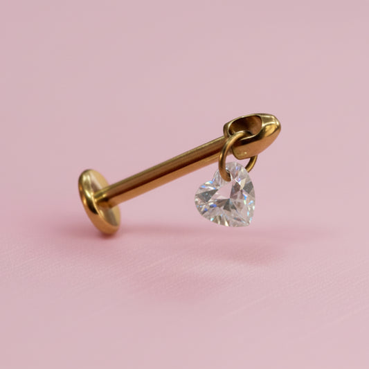 Piercing corazon zirconia colgante - Titanio