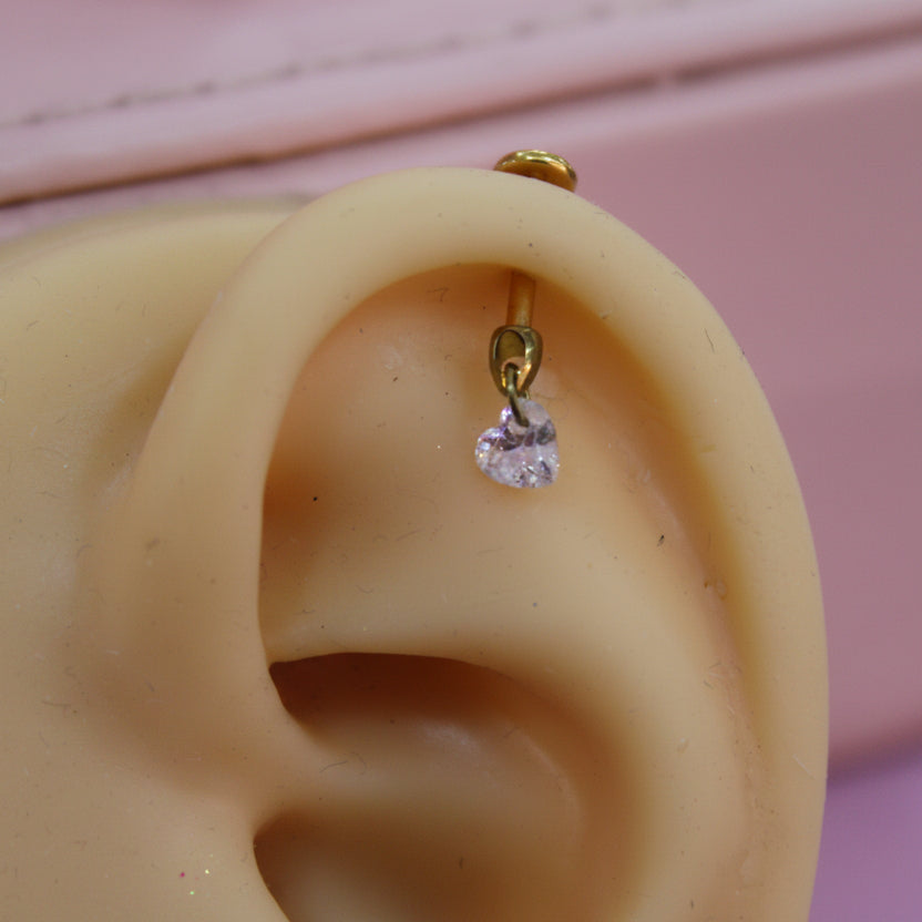 Piercing corazon zirconia colgante - Titanio