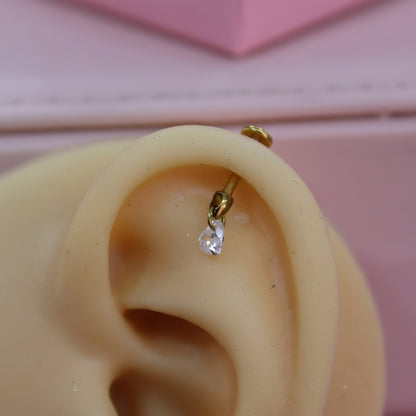 Piercing corazon zirconia colgante - Titanio