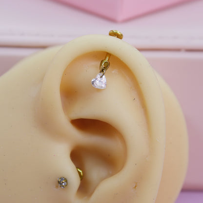 Piercing corazon zirconia colgante - Titanio
