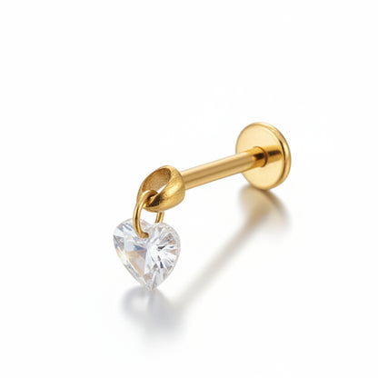 Piercing corazon zirconia colgante - Titanio