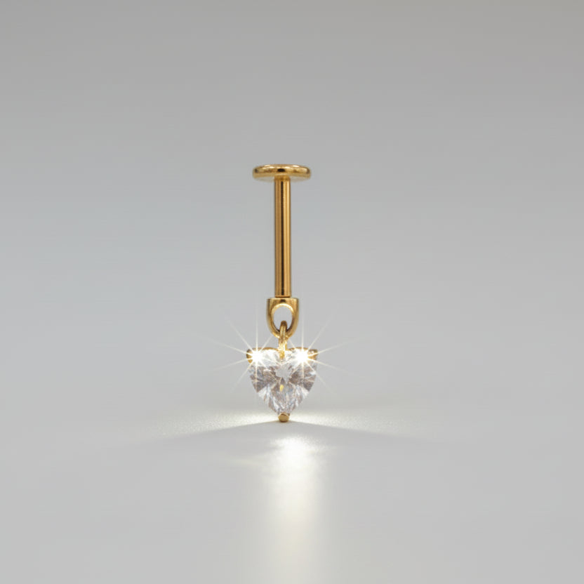 Piercing corazon zirconia colgante - Titanio
